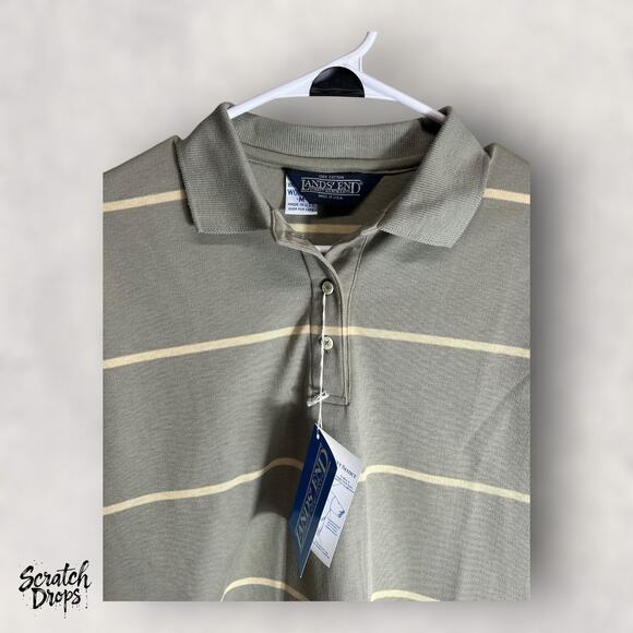 Lands End Womens Polo Shirt Medium NWT 100 Percent Cotton Made in USA Casual V11 - Picture 2 of 4